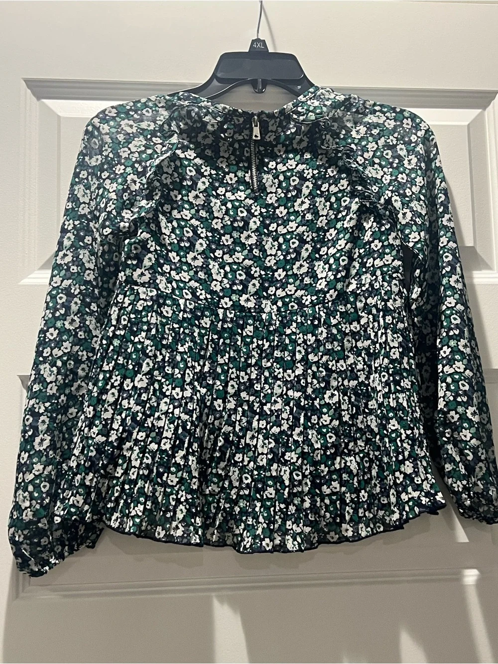Mayoral Girls' Navy Floral Ruffle Long-Sleeve Top